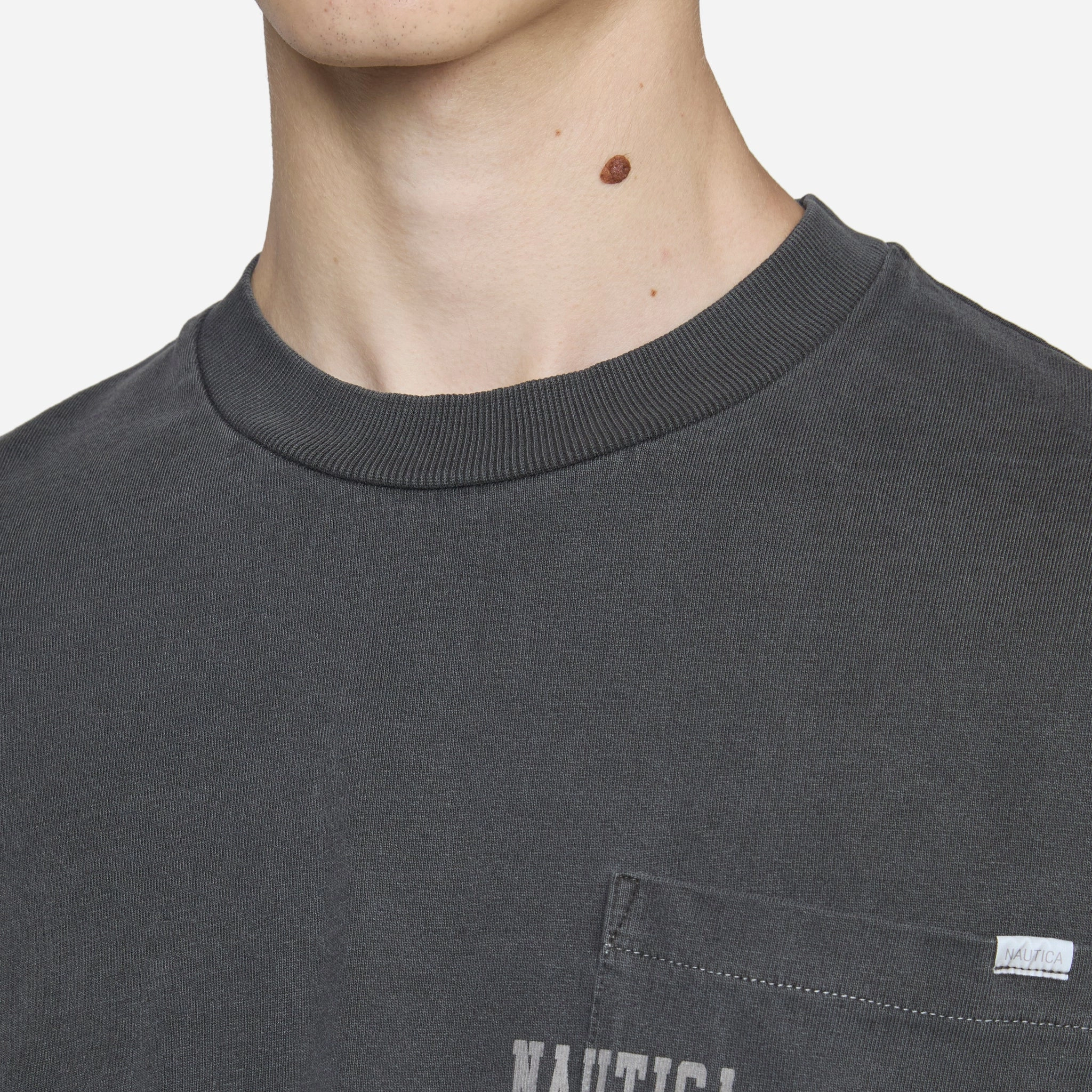 Pigment Dyed Hidden Logo Longsleeve T-Shirt Charcoal