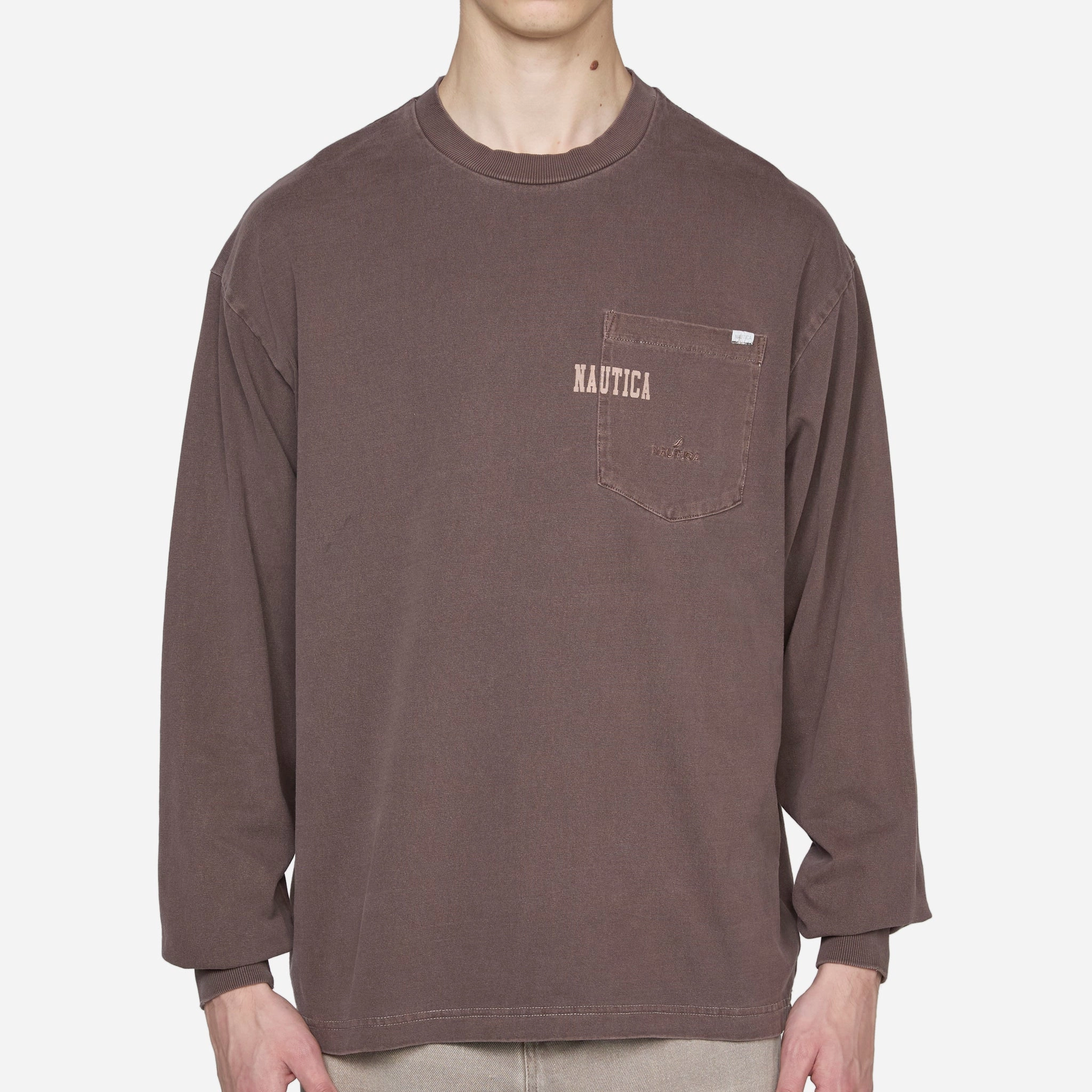 Pigment Dyed Hidden Logo Longsleeve T-Shirt Sand