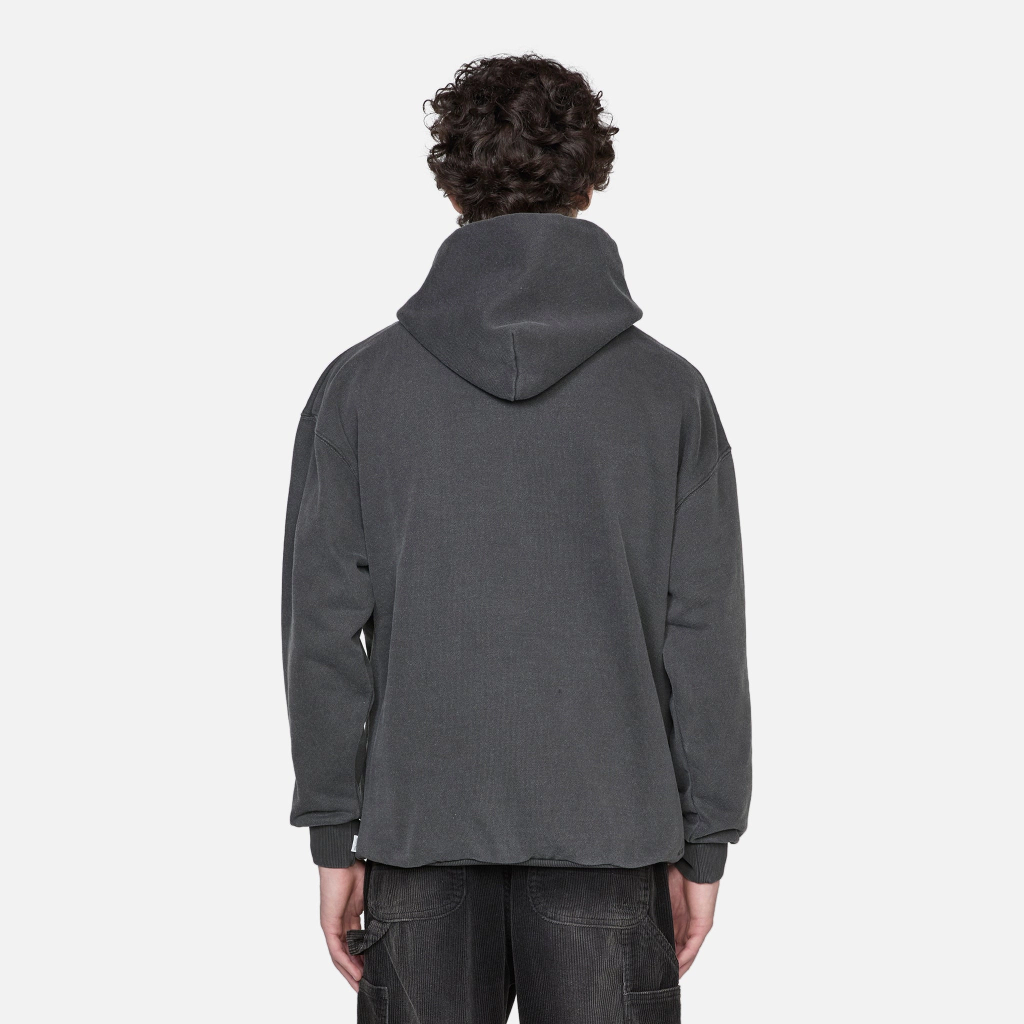 Pigment Dyed Wappen Logo Hoodie Charcoal