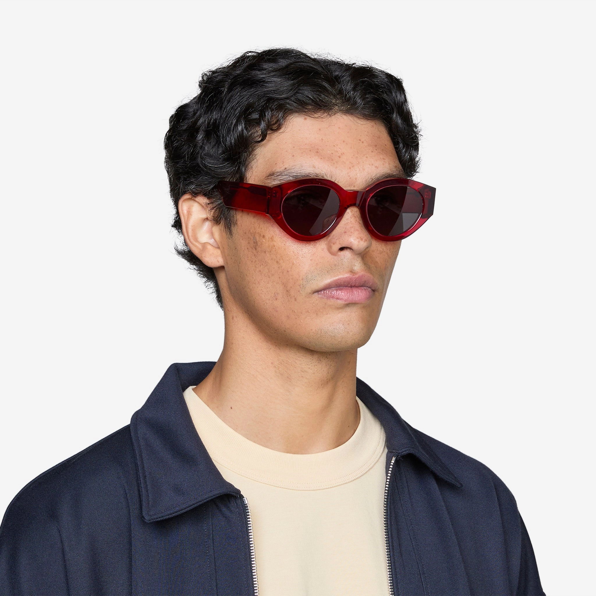 Polly Red | Grey Solid Lens