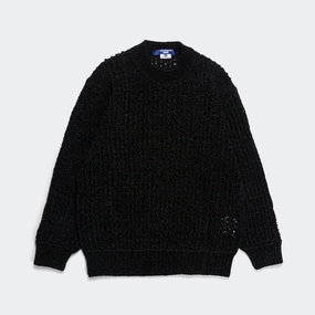 Polyester Mole Yarn Knit Crew - Black