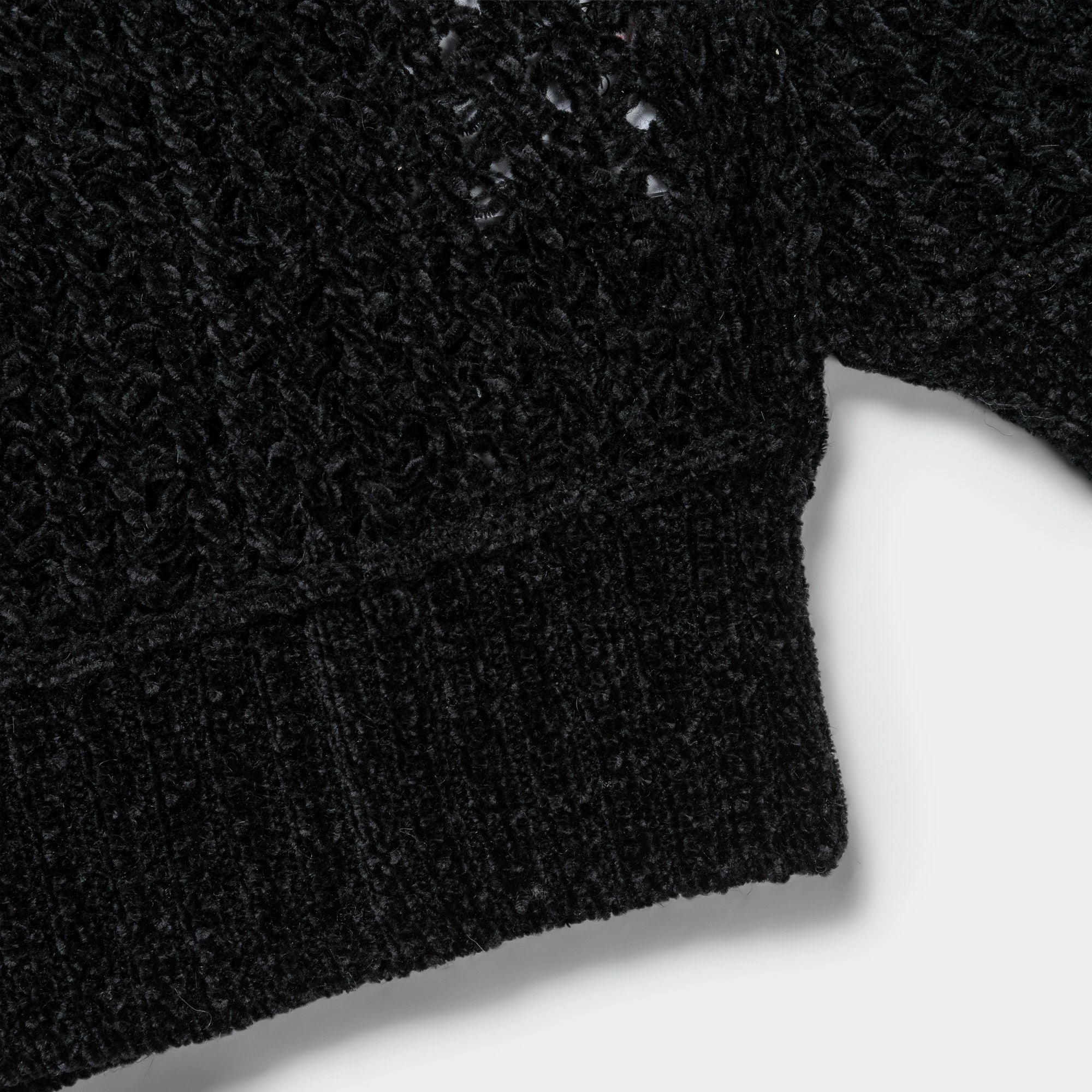 Polyester Mole Yarn Knit Crew - Black