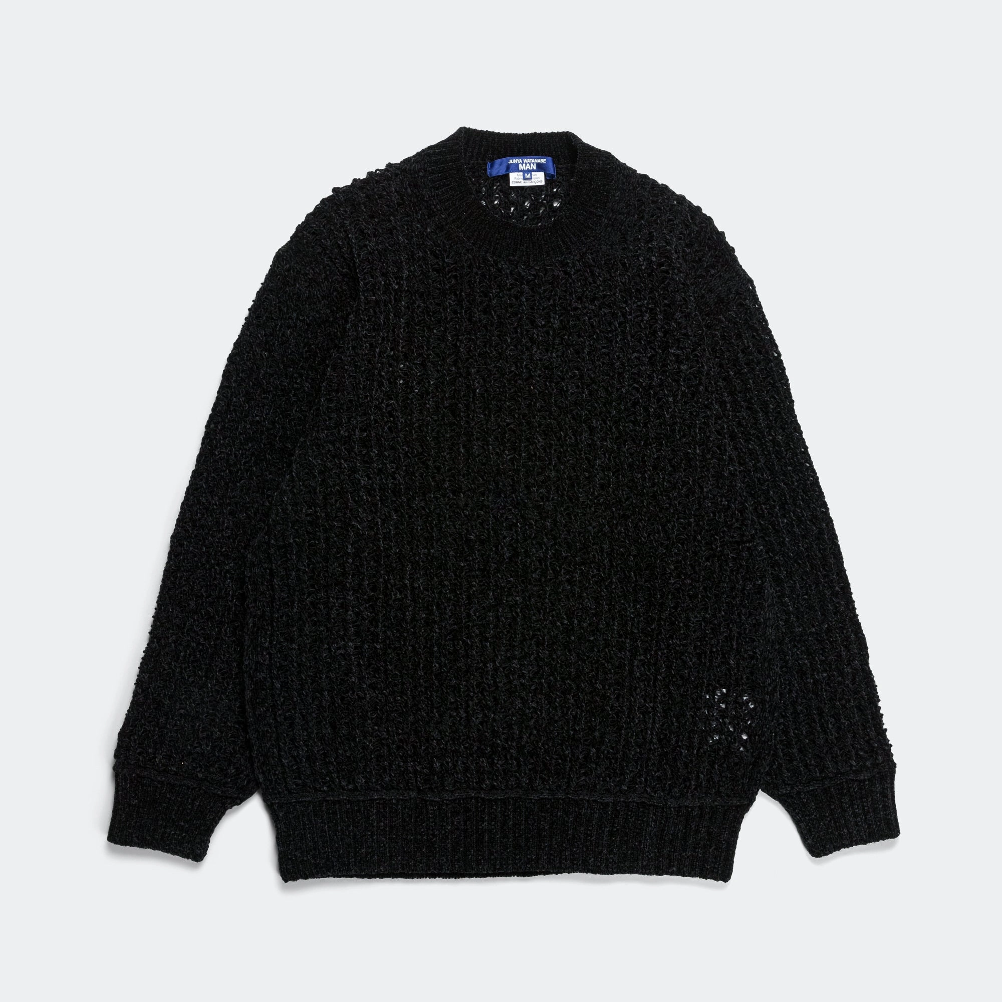 Polyester Mole Yarn Knit Crew - Black