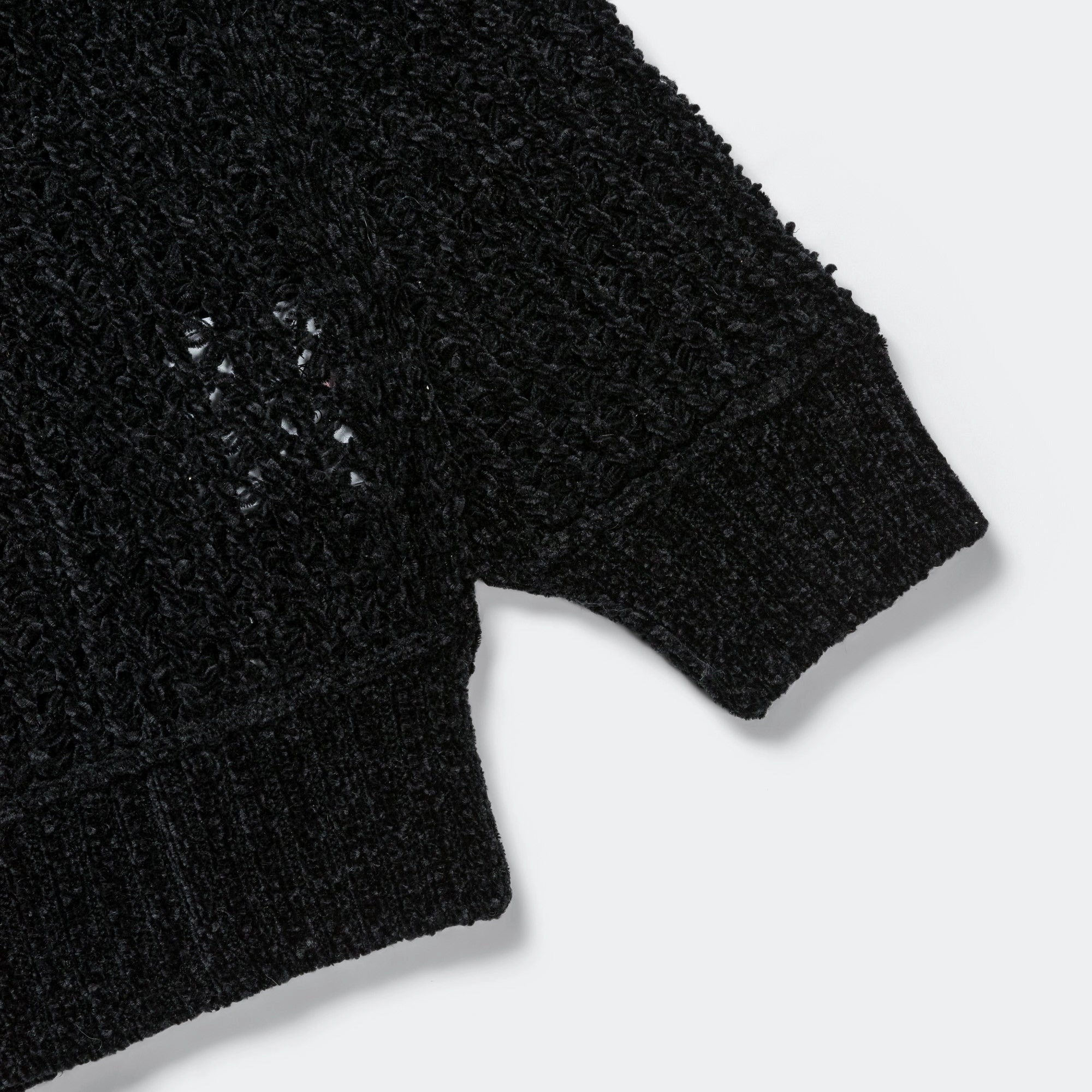 Polyester Mole Yarn Knit Crew - Black