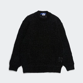 Polyester Mole Yarn Knit Crew - Black
