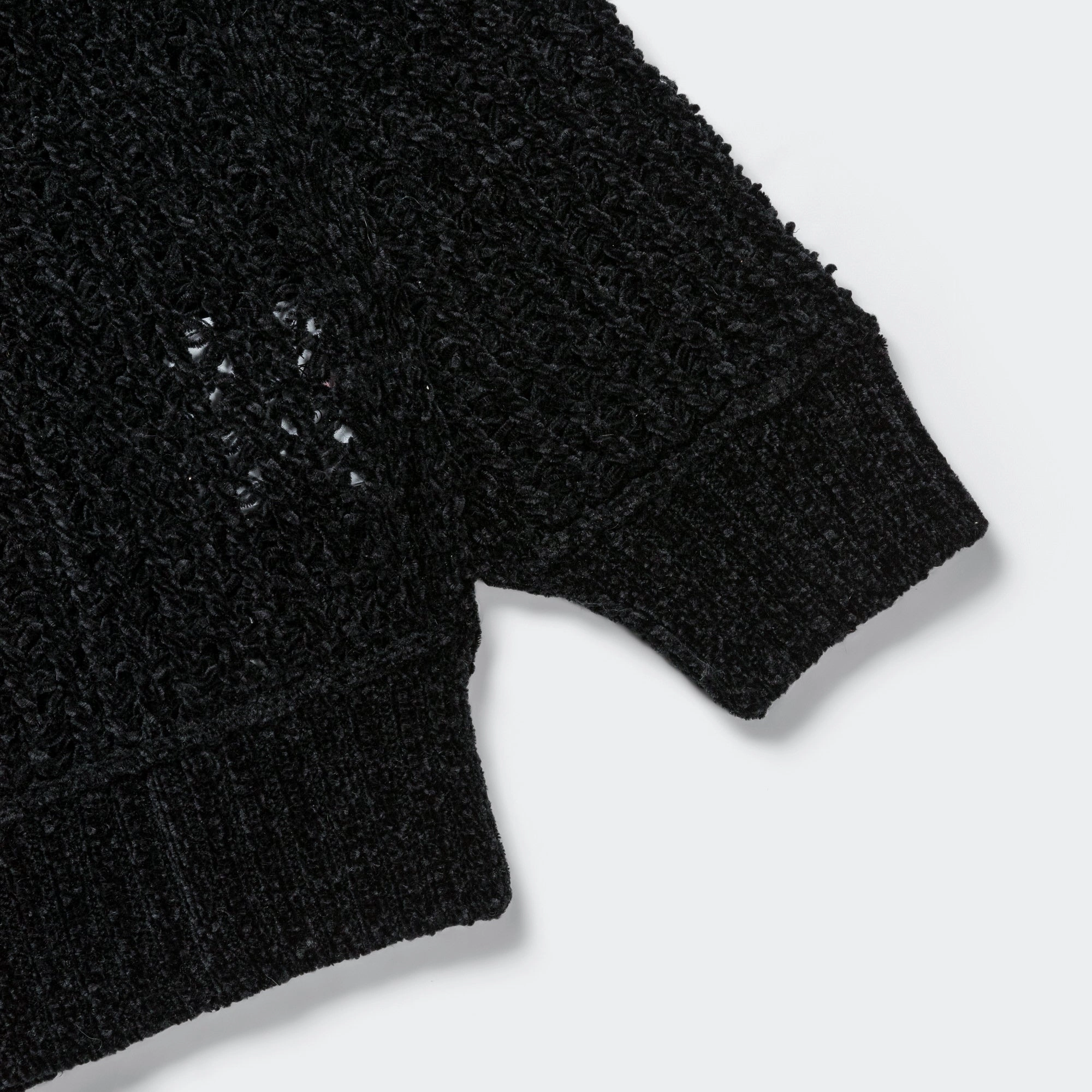 Polyester Mole Yarn Knit Crew - Black