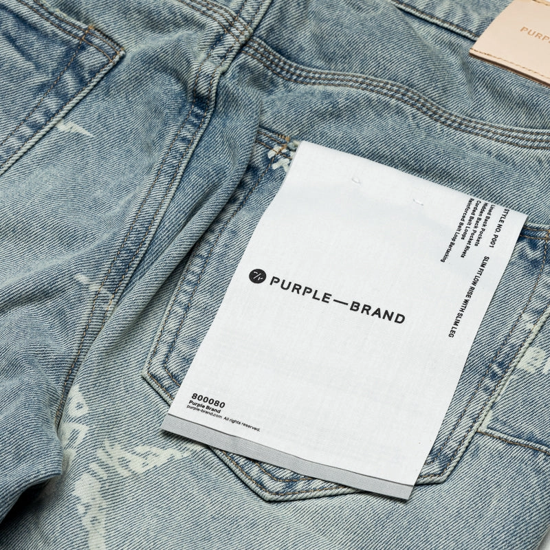Purple Brand Low Rise Slim Leg Type Monogram Jean - Light Indigo
