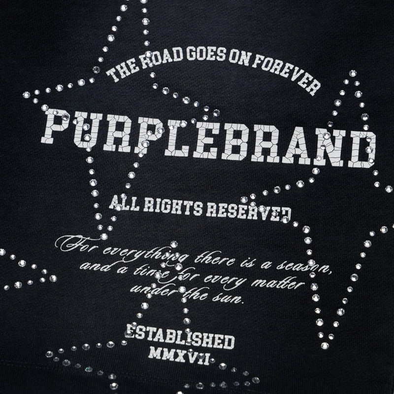 Purple Brand Stacked Crystal Stars Short - Black