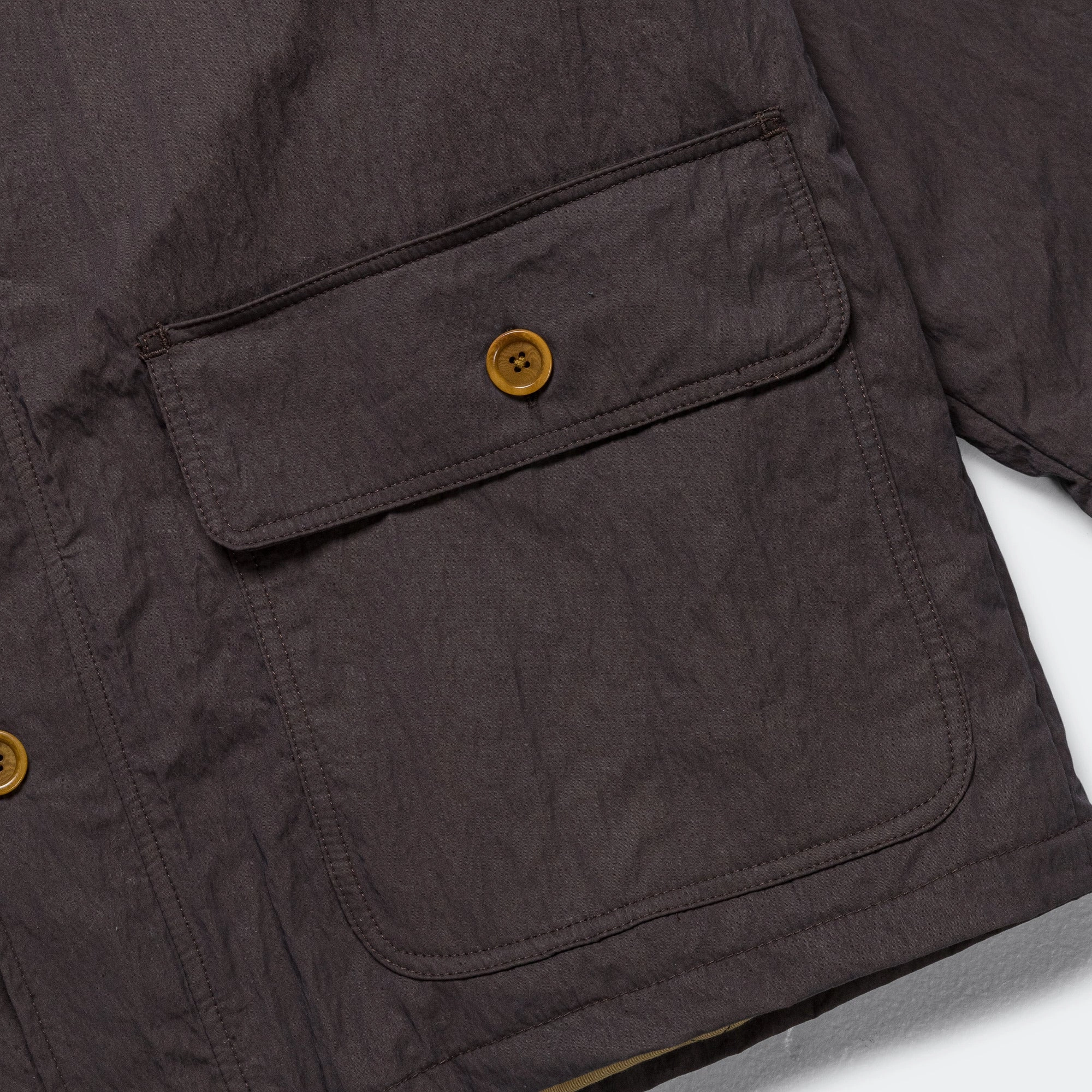 Quilt Lined Overcoat - Dark Brown
