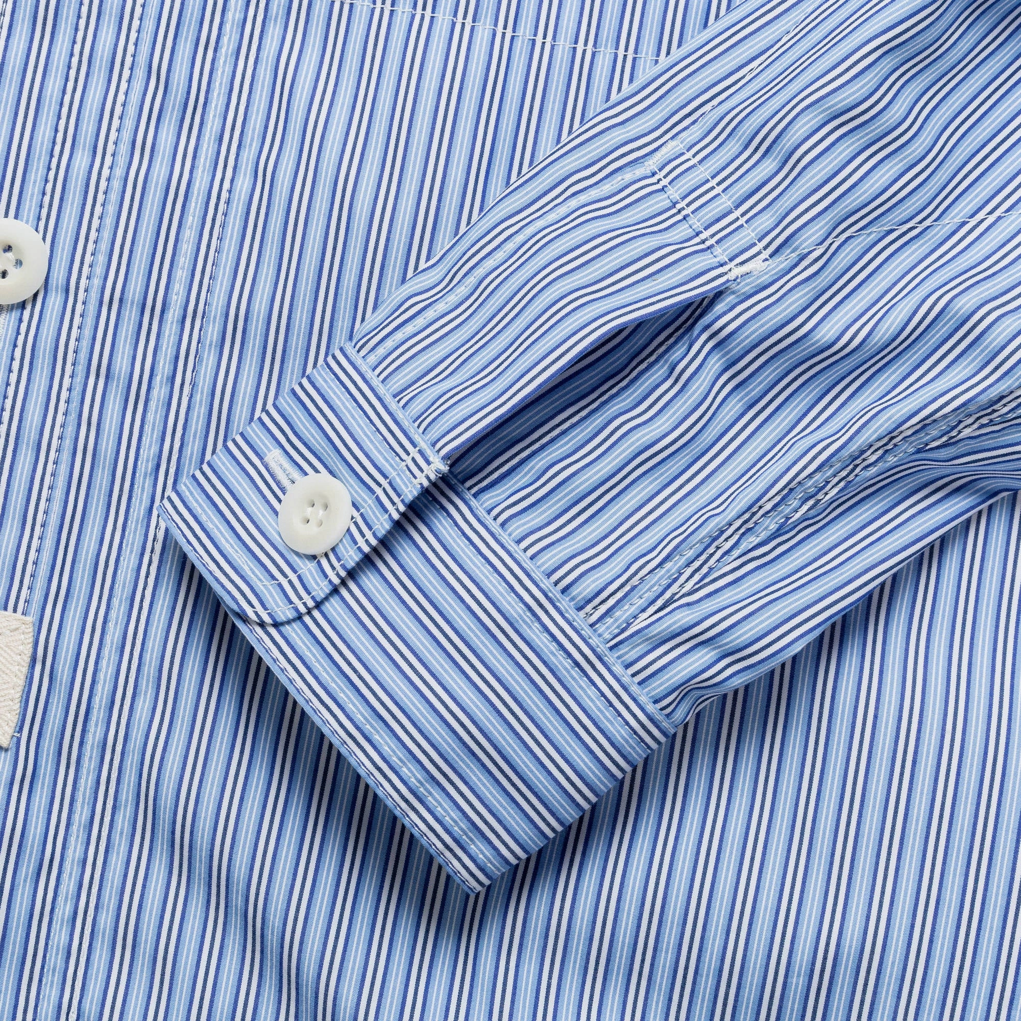 Reversible Cotton Stripe x Cotton Check Shirt - Blue/Sax-White