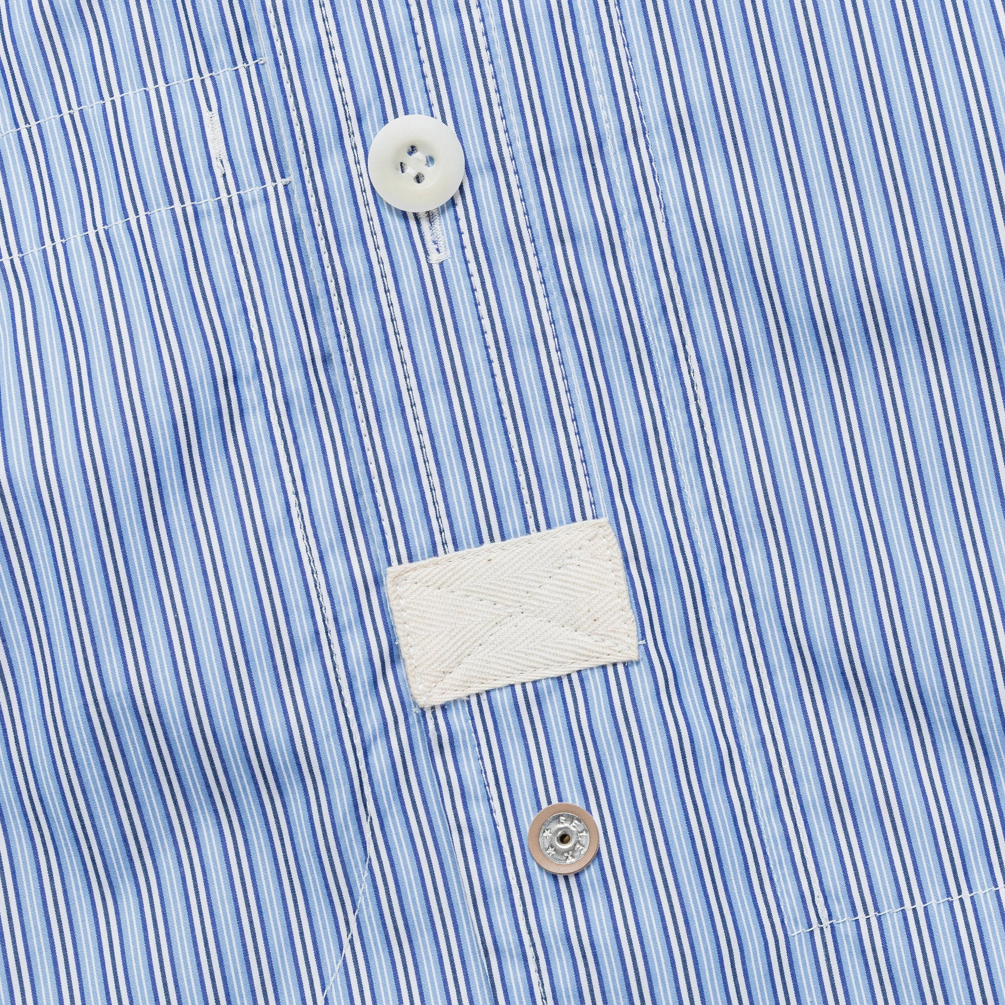 Reversible Cotton Stripe x Cotton Check Shirt - Blue/Sax-White