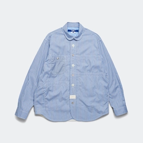 Reversible Cotton Stripe x Cotton Check Shirt - Blue/Sax-White