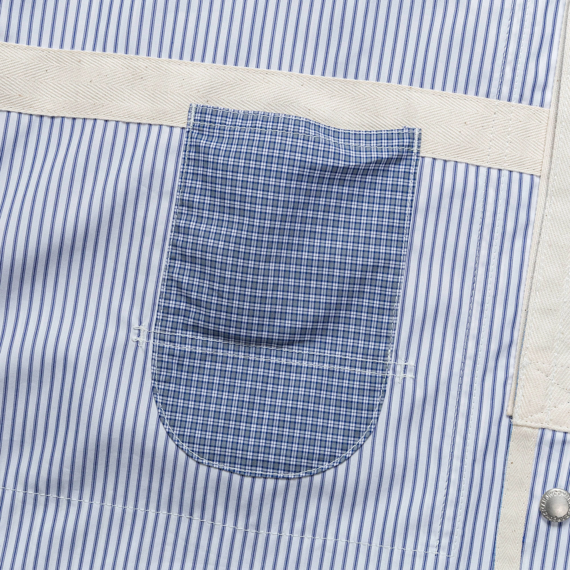 Reversible Cotton Stripe x Cotton Check Shirt - Blue/Sax-White