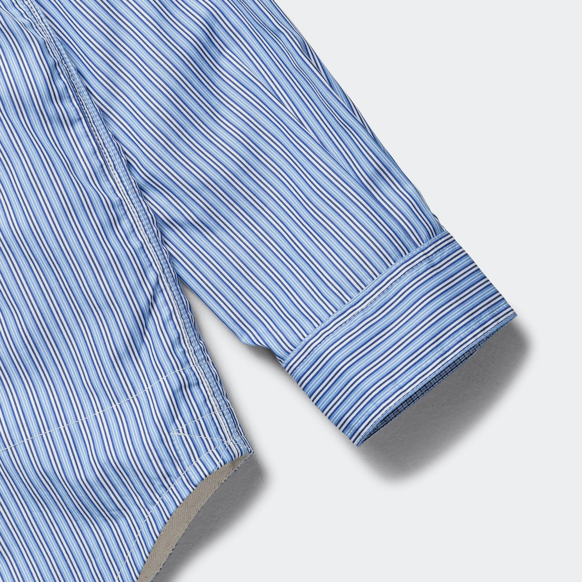 Reversible Cotton Stripe x Cotton Check Shirt - Blue/Sax-White