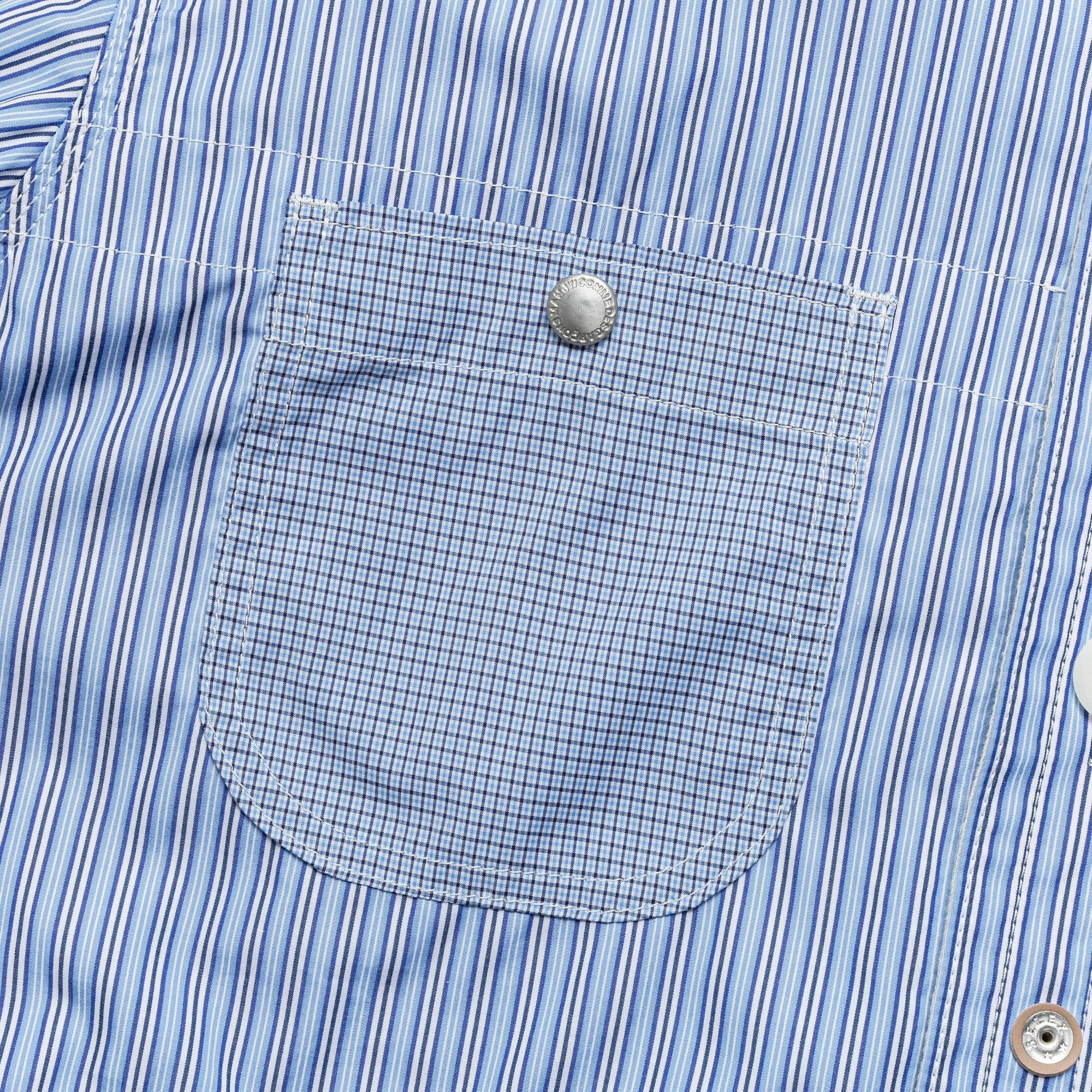 Reversible Cotton Stripe x Cotton Check Shirt - Blue/Sax-White