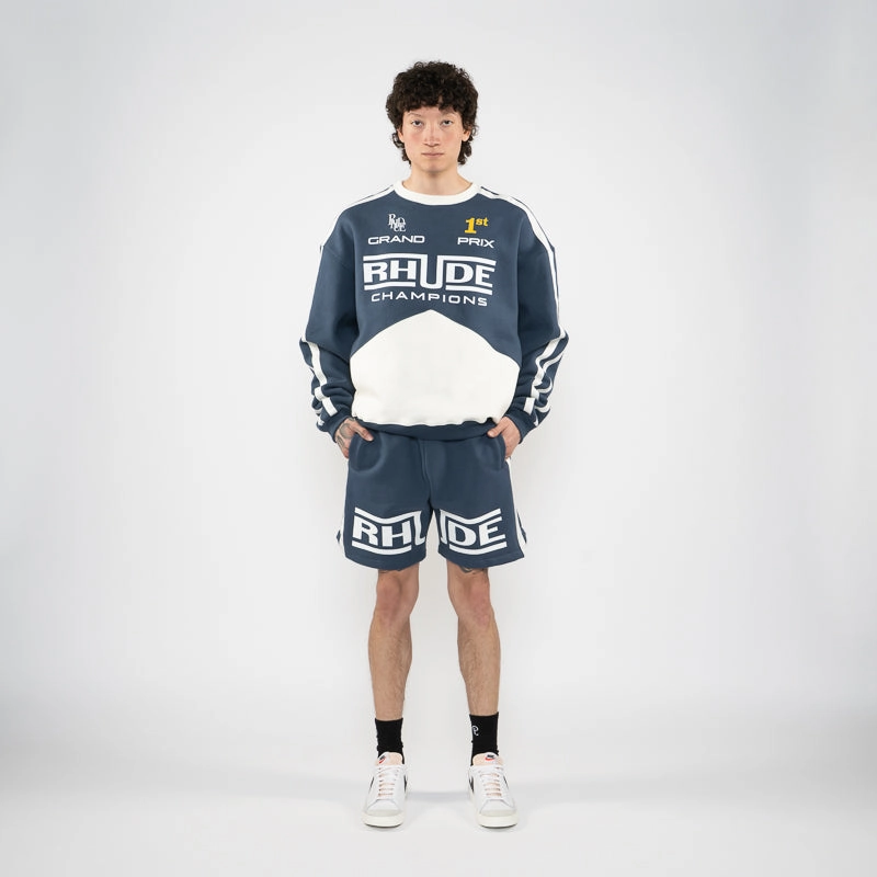 Rhude Champions Short - Navy/Vintage White