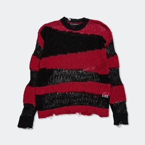Stripe Crewneck Sweater - Black/Red