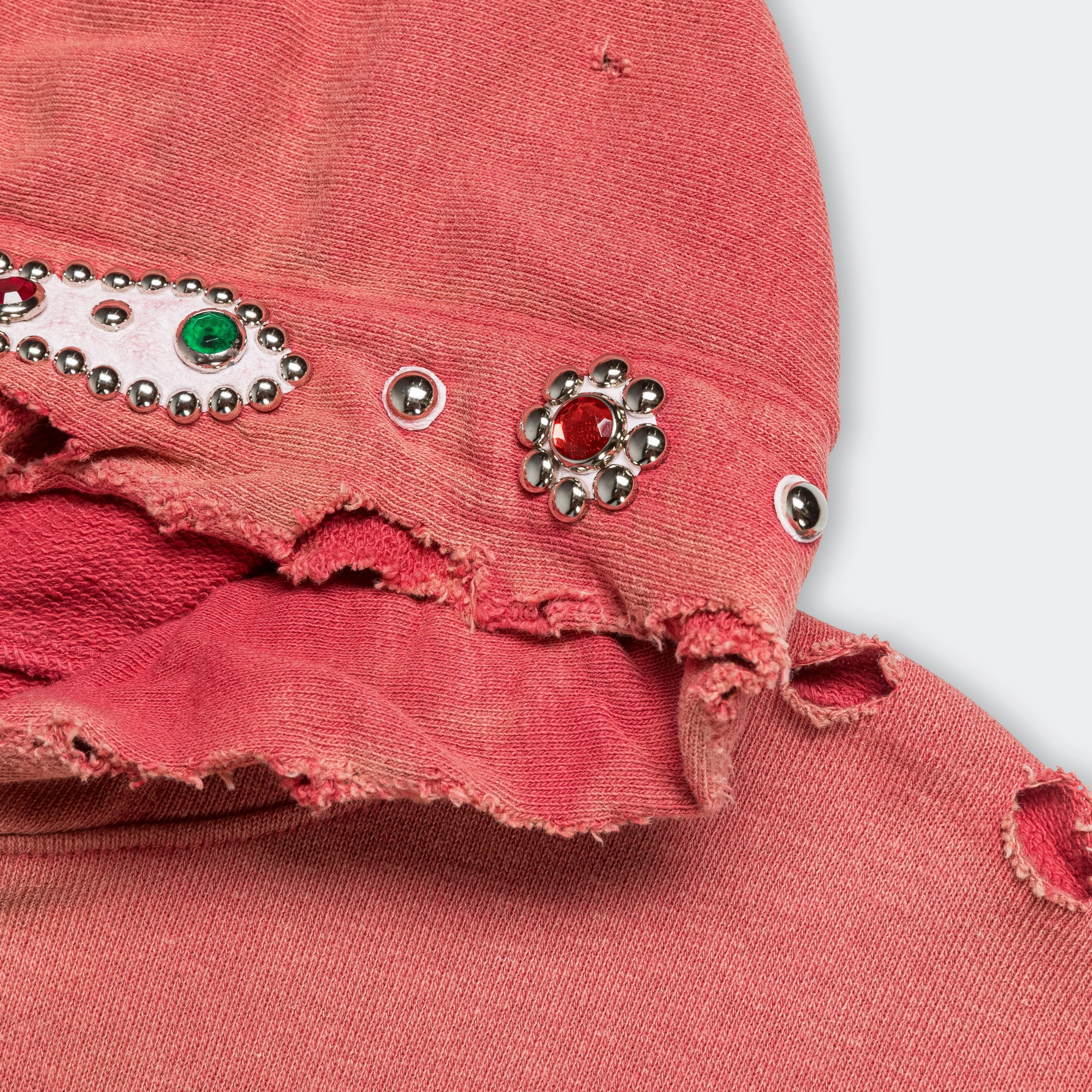 SWT Knit THRILLER Damaged Hoodie (STUDS) - Red