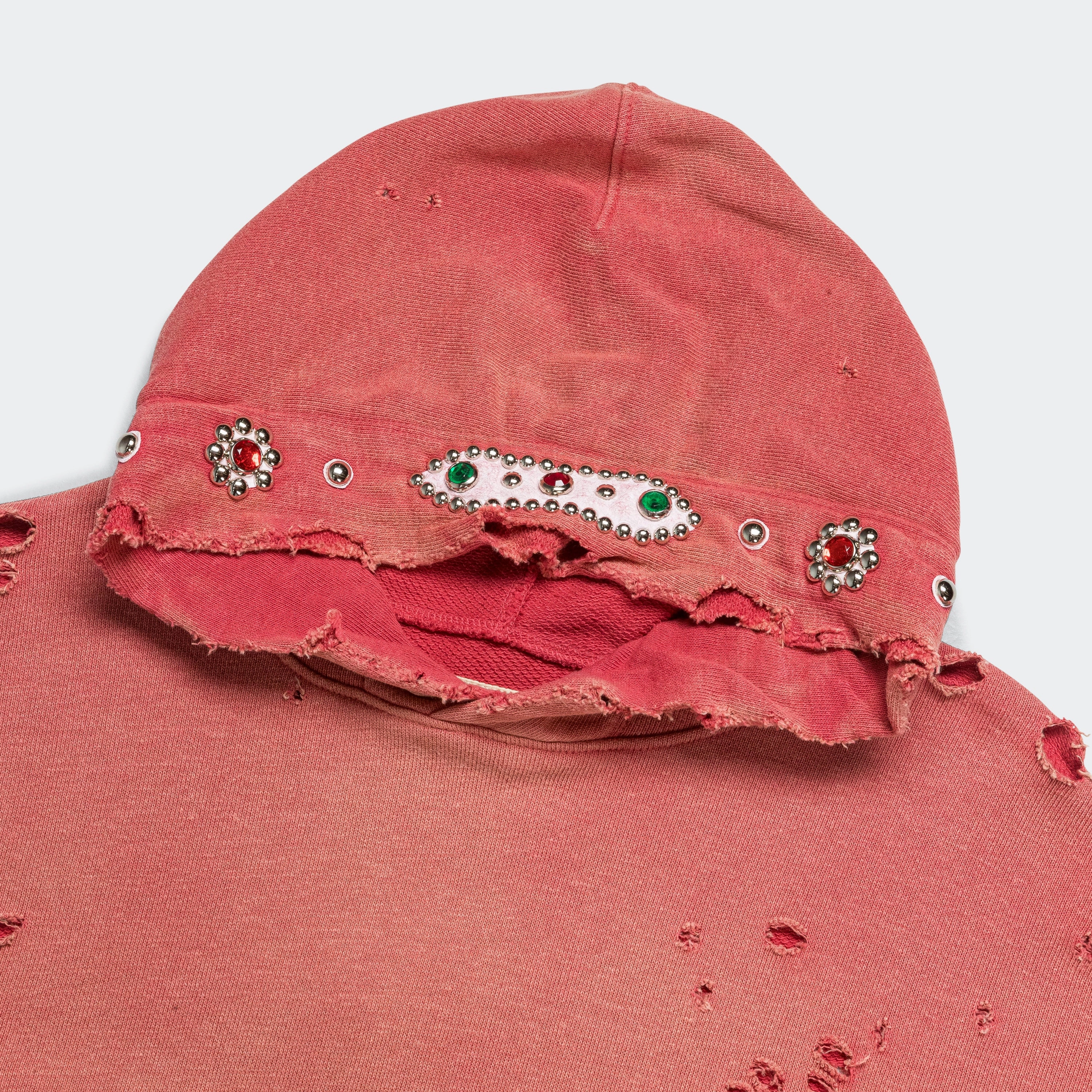 SWT Knit THRILLER Damaged Hoodie (STUDS) - Red