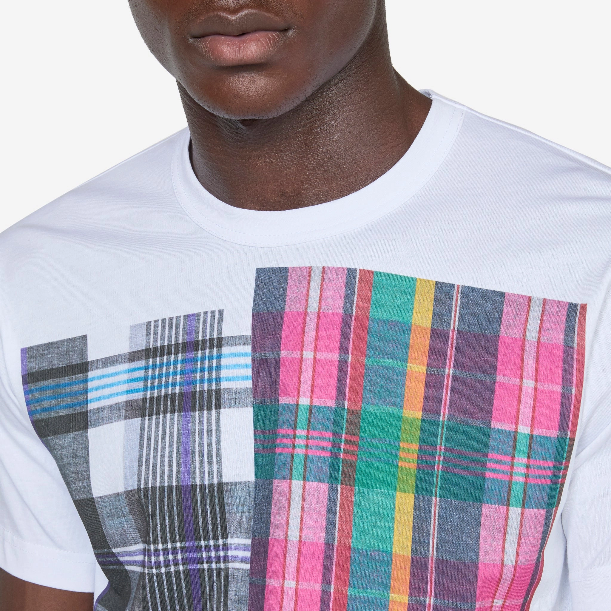 Tartan Print 1 T-Shirt White