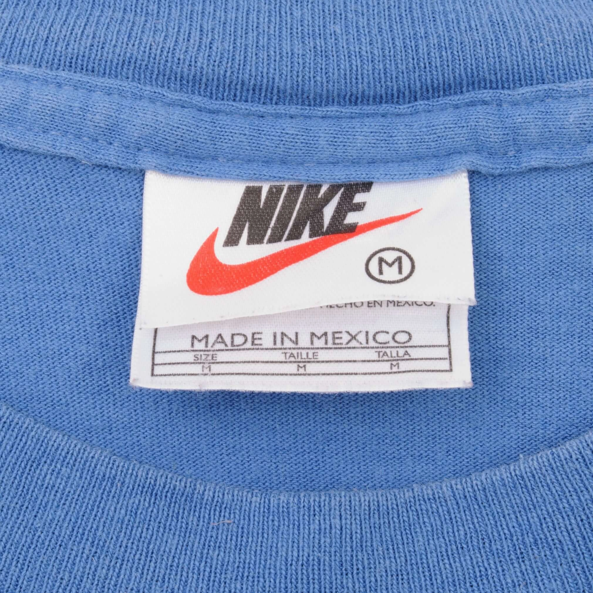 VINTAGE NIKE BACK PRINT BLUE TEE SHIRT 1990S SIZE MEDIUM