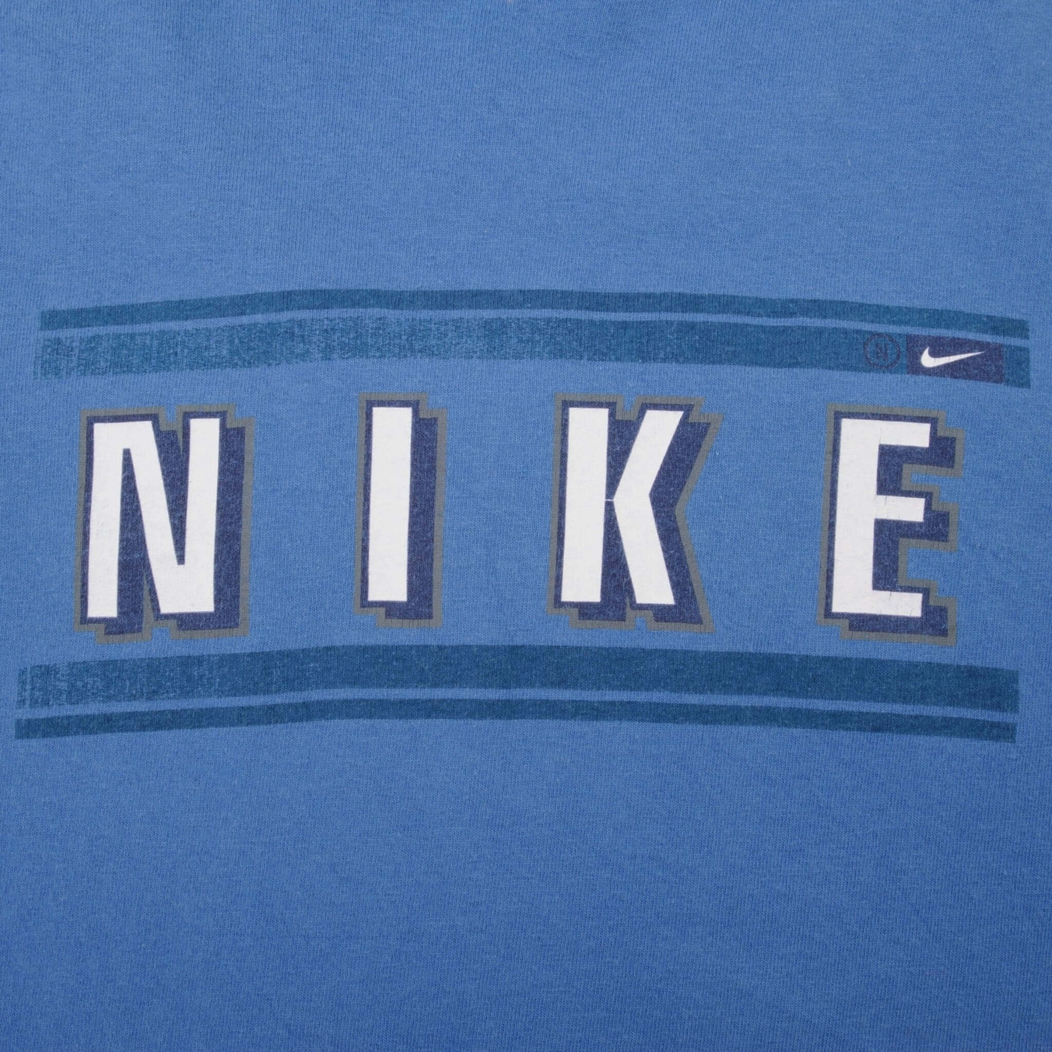 VINTAGE NIKE BACK PRINT BLUE TEE SHIRT 1990S SIZE MEDIUM