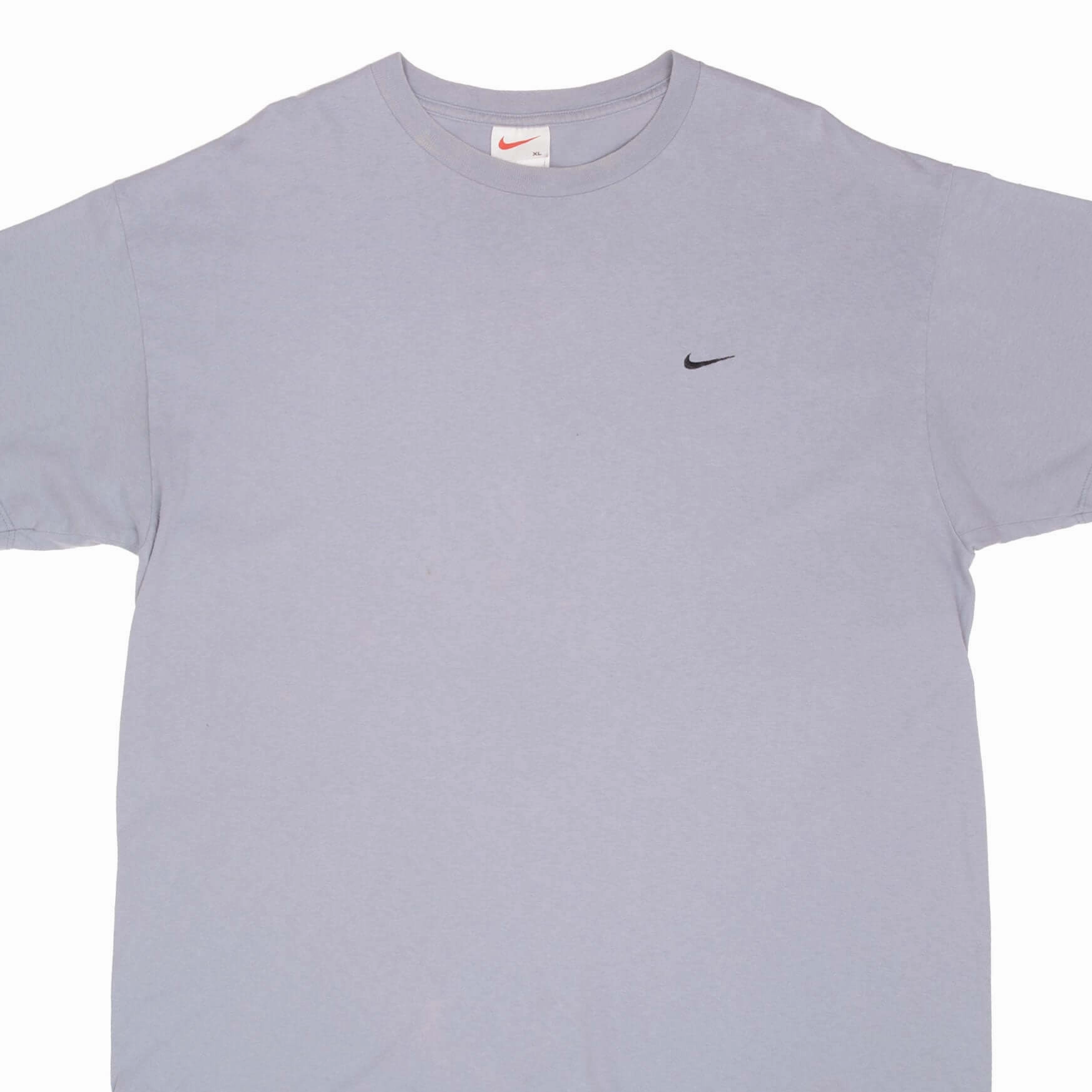 VINTAGE NIKE CLASSIC SWOOSH GREY BLUE TEE SHIRT 1990S SIZE XL MADE IN USA