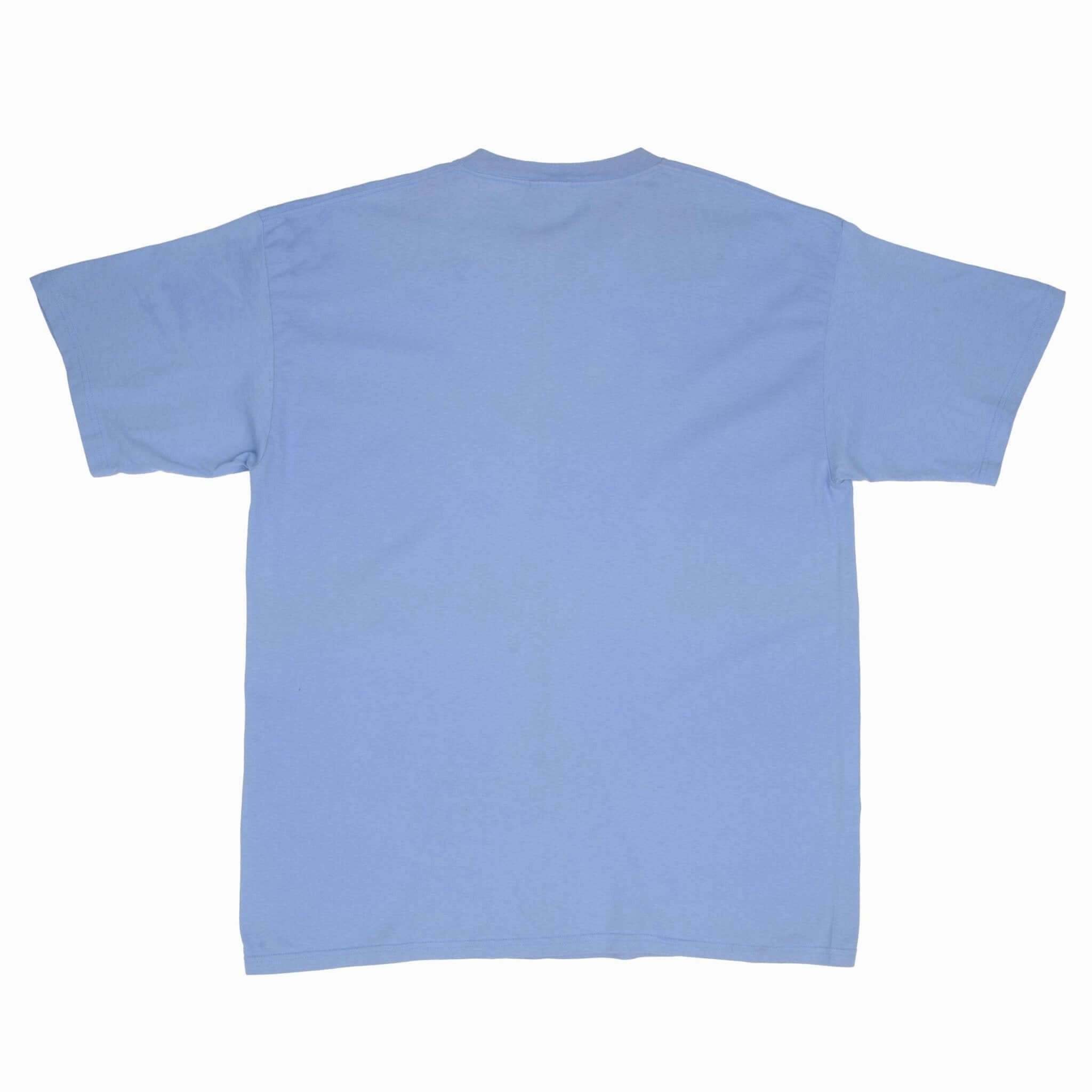VINTAGE NIKE SWOOSH SPELLOUT LIGHT BLUE TEE SHIRT 1990S SIZE XL