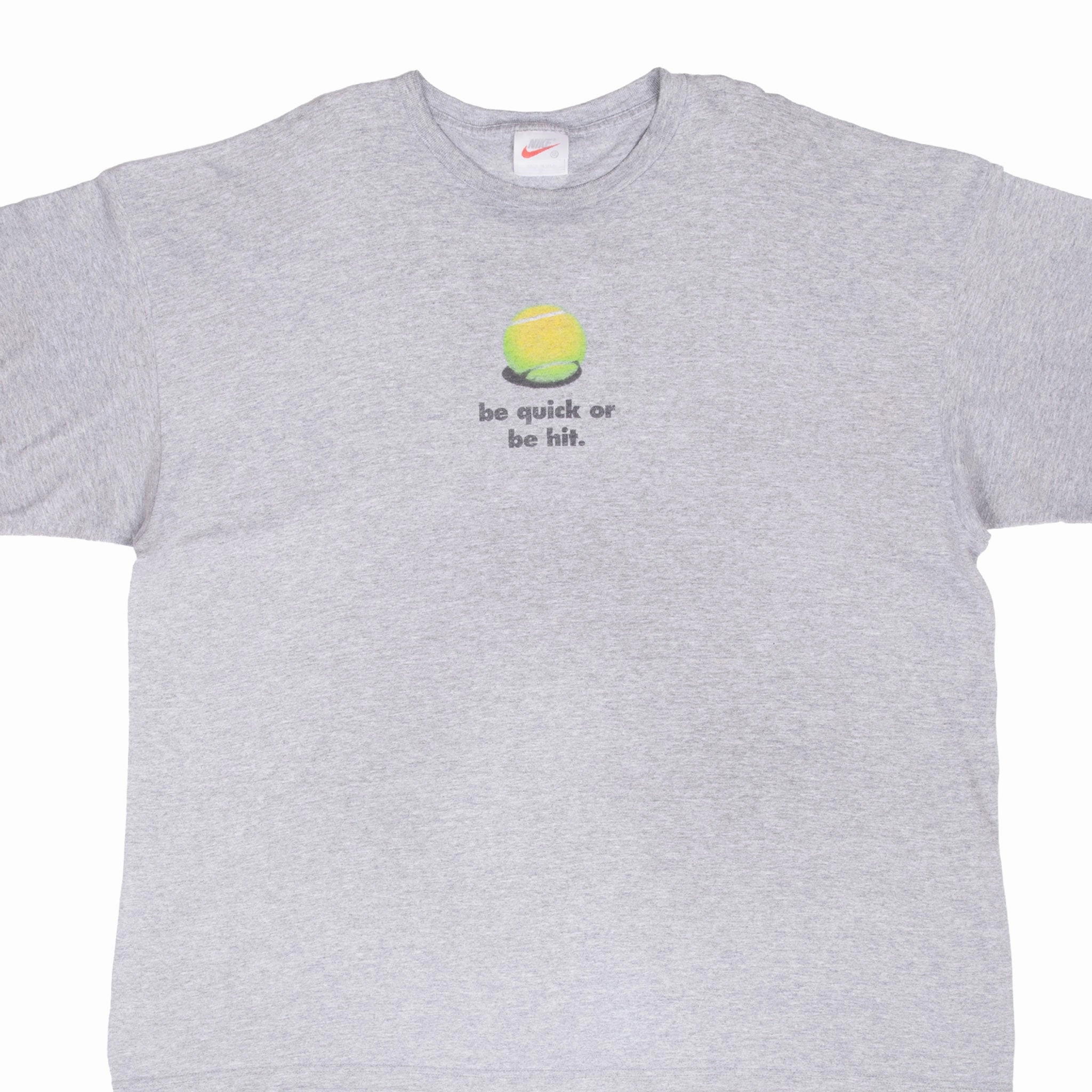 VINTAGE NIKE TENNIS BE QUICK OR BE HIT TEE SHIRT 1990S 2XL MADE IN USA