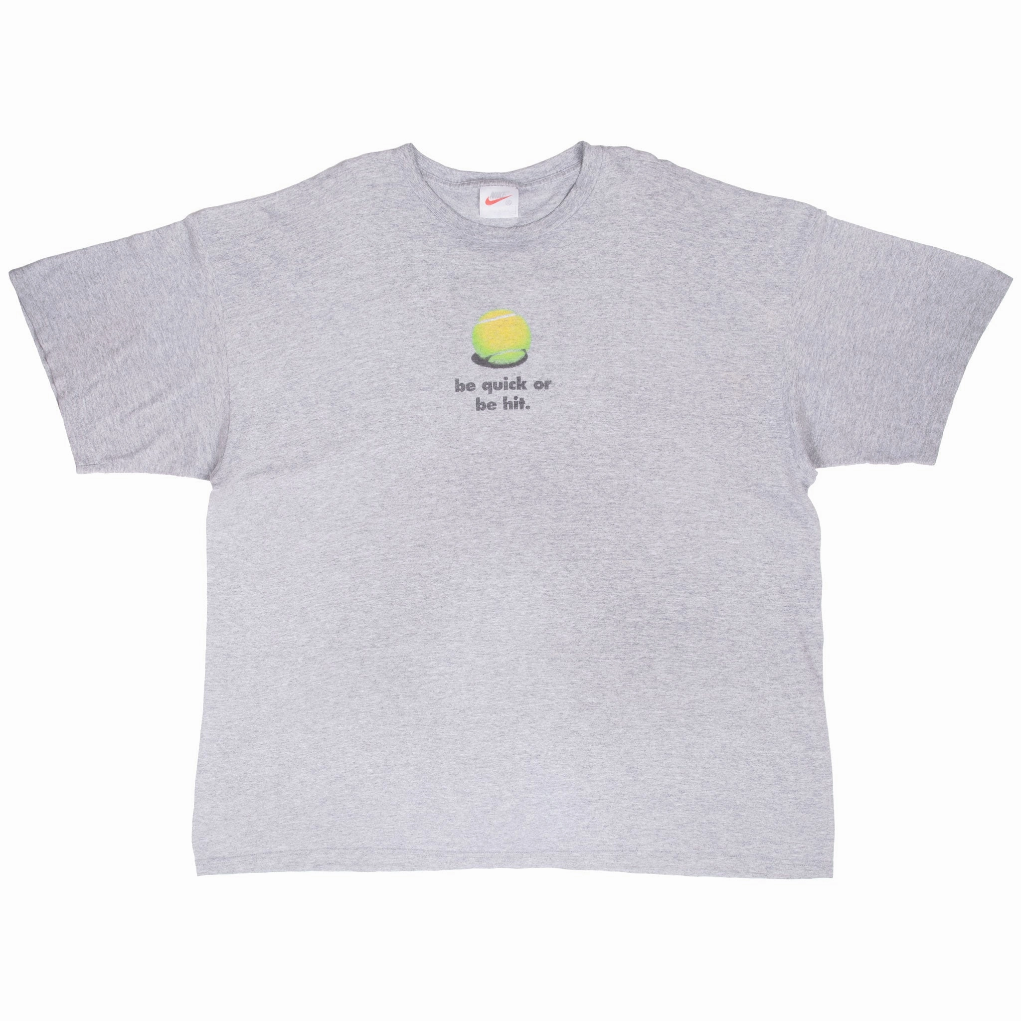 VINTAGE NIKE TENNIS BE QUICK OR BE HIT TEE SHIRT 1990S 2XL MADE IN USA