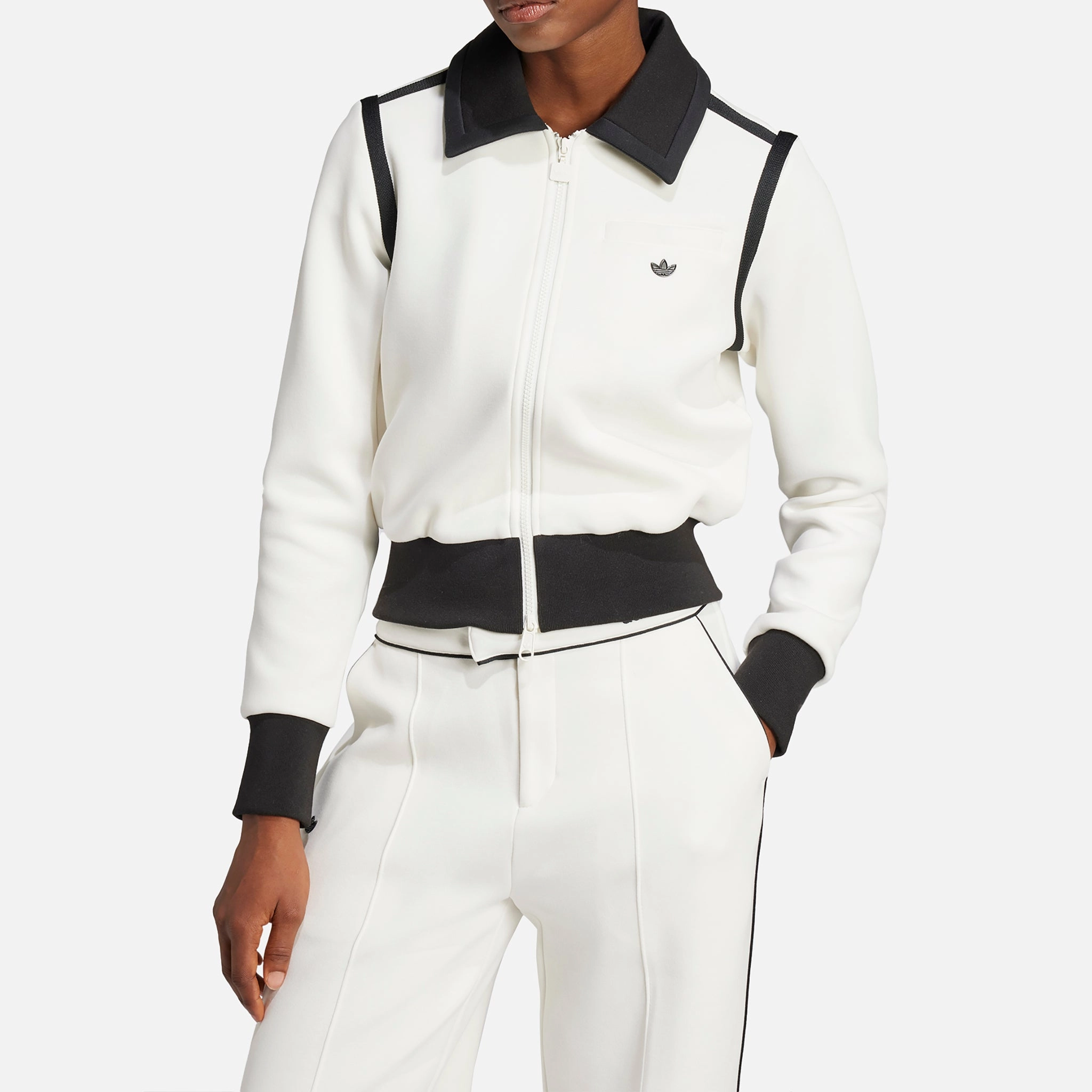 Women's Premium Collared Track Top Off White